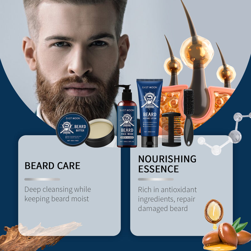 Men's Sandalwood Beard Care Set Nourishes And Restores Hair And Shavings