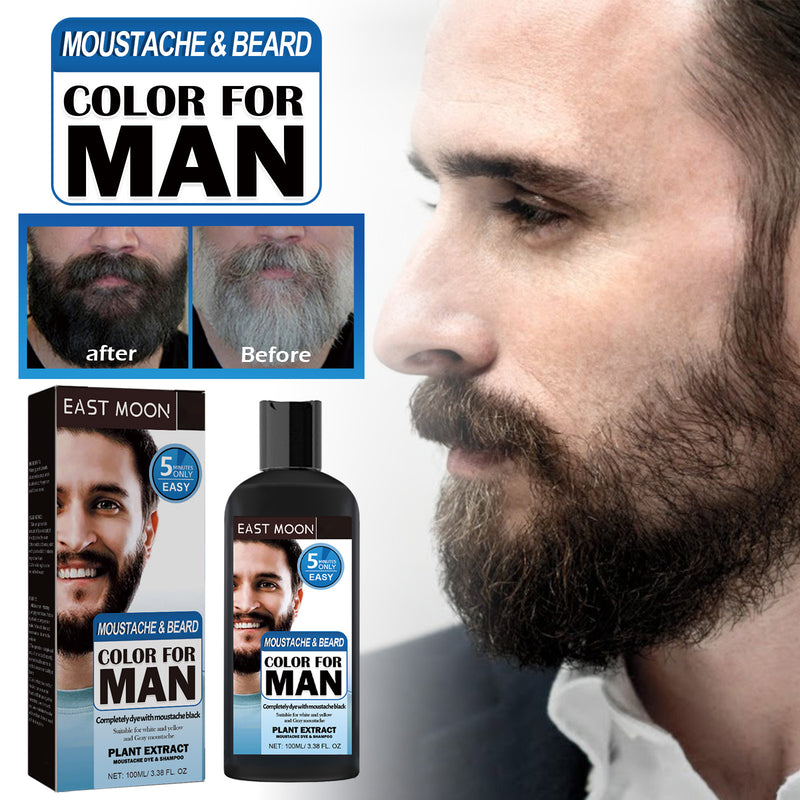 Beard Hair Dye Color Shampoo, Quick Color Black For Men's Hair And Beard Slit Drying Treatment