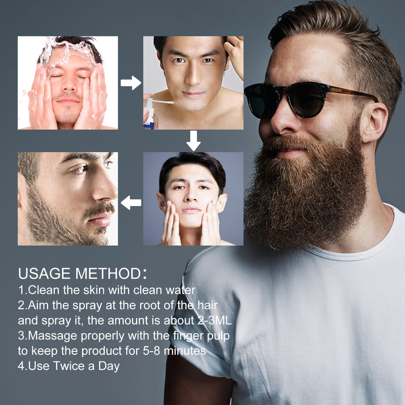 Facial Hair Growth Solution, Care For Men's Facial Hair Growth Solution To Nourish Thick Beard Growth