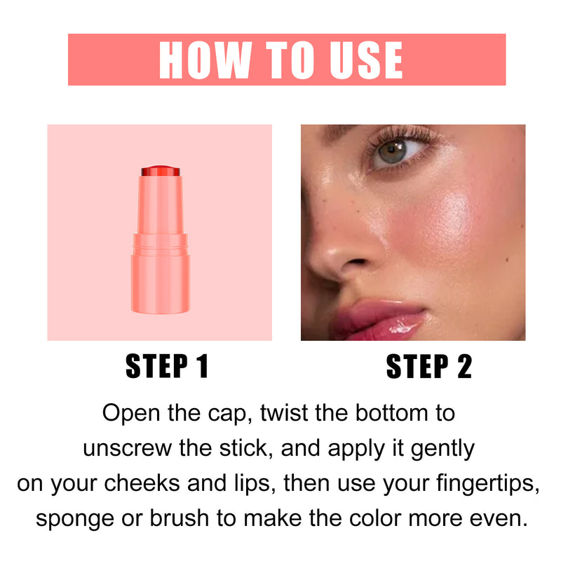 Blush Lipstick, Natural Nude Light Long-Lasting Easy Color Blush Lip Gloss Stick