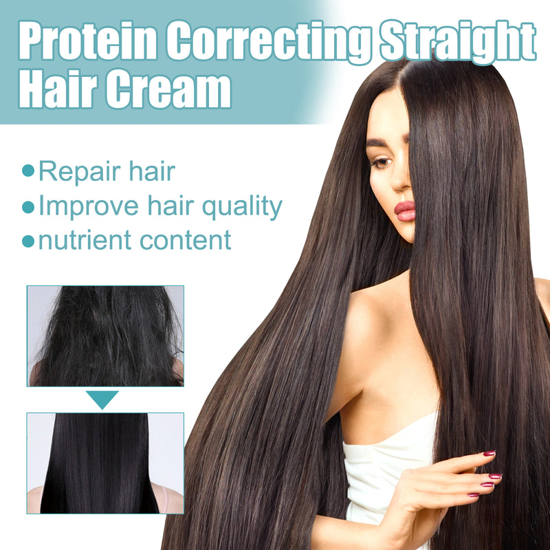 Protein Correcting Straight Hair Cream, Straighten-free Hair Treatment Repairs Damaged Smoothness Hair Cream