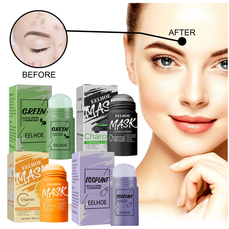 Green Tea And Eggplant Solid Mask, Facial Deep Cleansing, Moisturizing And Firming Skin Smear Mud Mask Stick