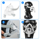 CPAP Full Face Mask For Sleep Apnea Anti Snoring Treatment Solution Forehead Frame-free Design With Free Adjustable Headgear